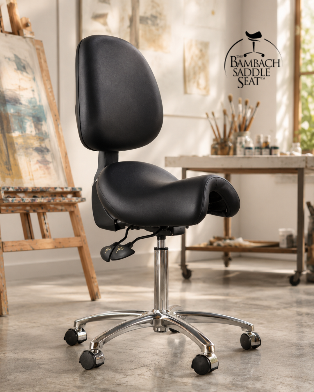 The Saddle Seat works very well for me when I am painting