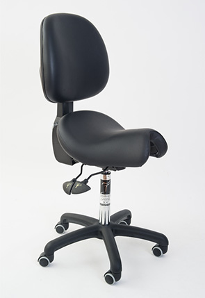 Saddle seat with back support for creatives