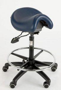 Saddle chair with drafting foot ring for medical imaging industry