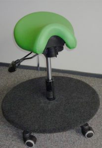Saddle stool with carpeted ply board for special needs