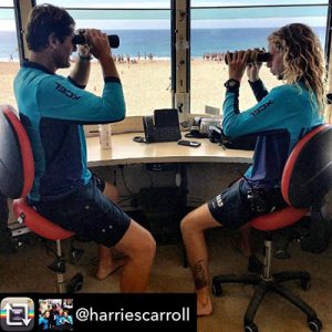 Two lifeguards sit on Bambach saddle seat