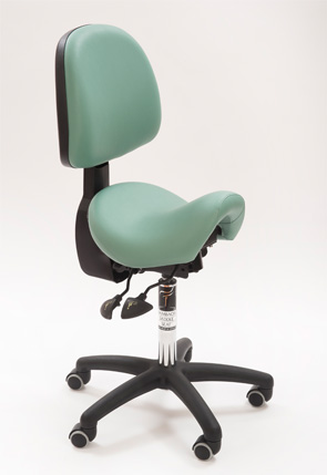 Saddle seat with back support for WHS representatives