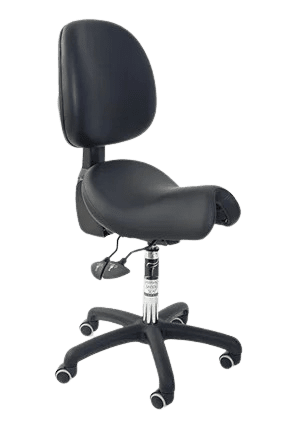 Saddle seat with back support for creatives