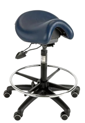 Saddle chair with drafting foot ring for medical imaging industry