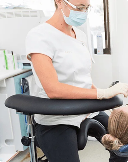 Dr. Sarah Chen using Bambach seat